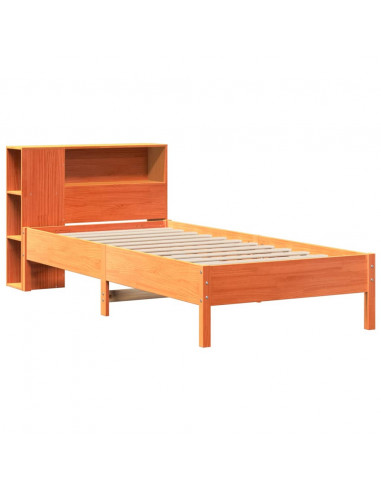 Letto Libreria senza Materasso Marrone Cera 75x190 cm in Pino