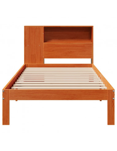 Letto Libreria senza Materasso Marrone Cera 75x190 cm in Pino