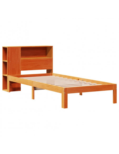 Letto Libreria senza Materasso Marrone Cera 90x200 cm in Pino