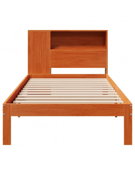 Letto Libreria senza Materasso Marrone Cera 90x200 cm in Pino