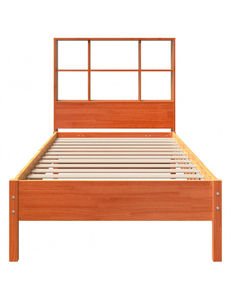 Letto Libreria senza Materasso Marrone Cera 90x200 cm in Pino
