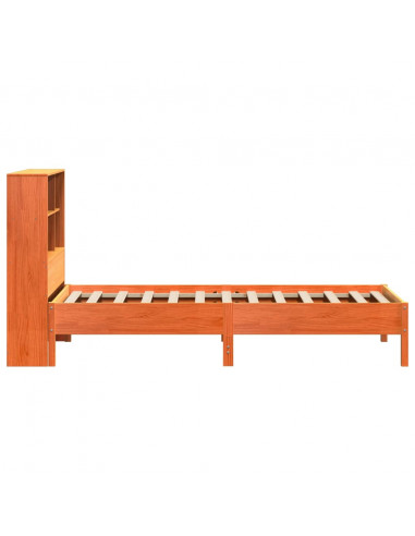 Letto Libreria senza Materasso Marrone Cera 90x200 cm in Pino
