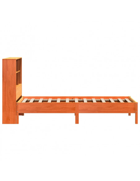 Letto Libreria senza Materasso Marrone Cera 90x200 cm in Pino