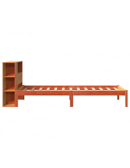 Letto Libreria senza Materasso Marrone Cera 90x200 cm in Pino