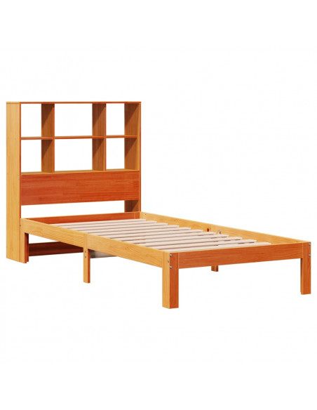 Letto Libreria senza Materasso Marrone Cera 90x200 cm in Pino