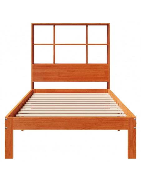 Letto Libreria senza Materasso Marrone Cera 90x200 cm in Pino