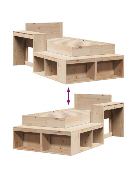 Letto senza Materasso 75x190 cm in Legno Massello Pino