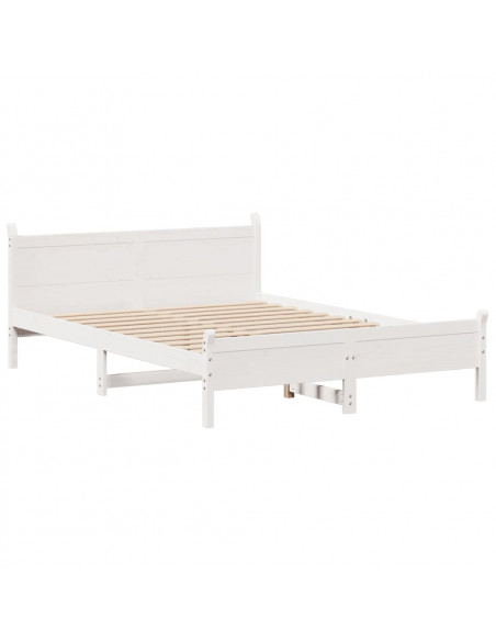 Letto senza Materasso Bianco 120x190 cm Legno Massello di Pino