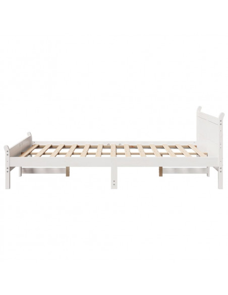 Letto senza Materasso Bianco 120x190 cm Legno Massello di Pino