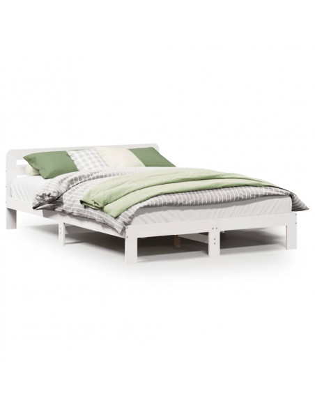 Letto senza Materasso Bianco 120x200 cm Legno Massello di Pino