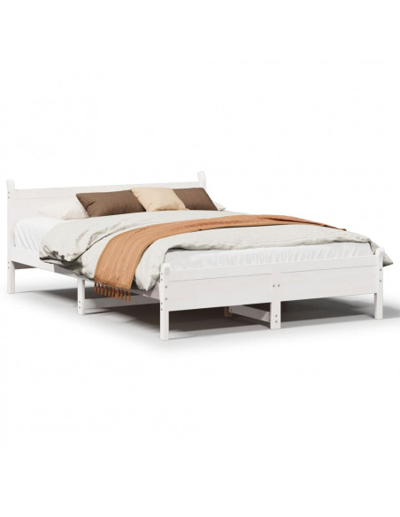 Letto senza Materasso Bianco 135x190 cm Legno Massello di Pino