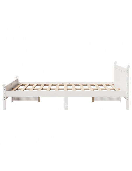 Letto senza Materasso Bianco 135x190 cm Legno Massello di Pino