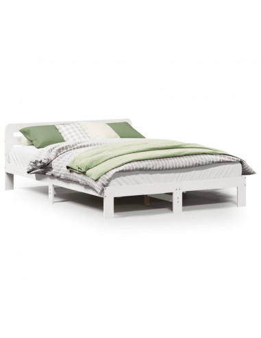 Letto senza Materasso Bianco 140x190 cm Legno Massello di Pino