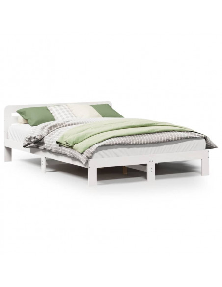 Letto senza Materasso Bianco 150x200 cm Legno Massello di Pino