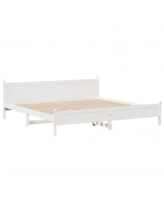 Letto senza Materasso Bianco 180x200 cm Legno Massello di Pino 2