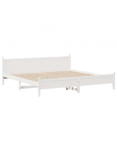 Letto senza Materasso Bianco 180x200 cm Legno Massello di Pino