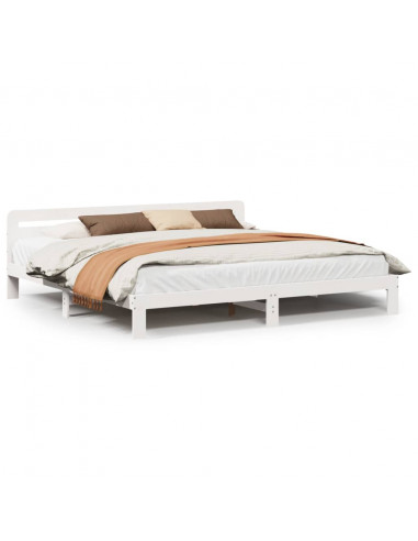 Letto senza Materasso Bianco 180x200 cm Legno Massello di Pino