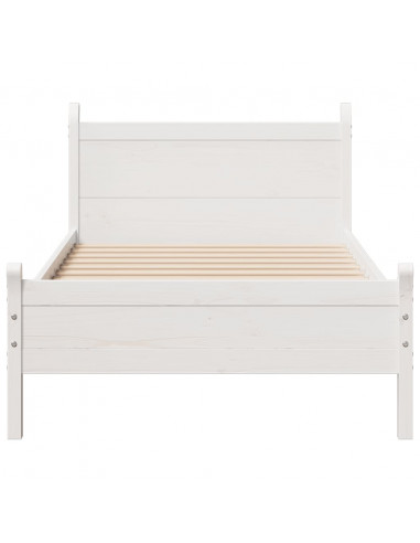 Letto senza Materasso Bianco 75x190 in Legno Massello di Pino