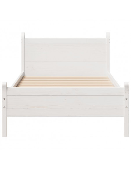 Letto senza Materasso Bianco 75x190 in Legno Massello di Pino