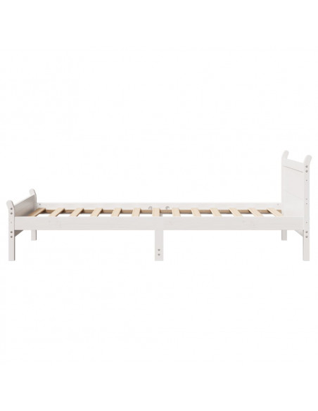 Letto senza Materasso Bianco 75x190 in Legno Massello di Pino