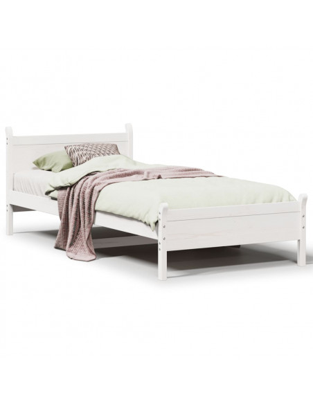 Letto senza Materasso Bianco 90x190 cm in Legno Massello Pino
