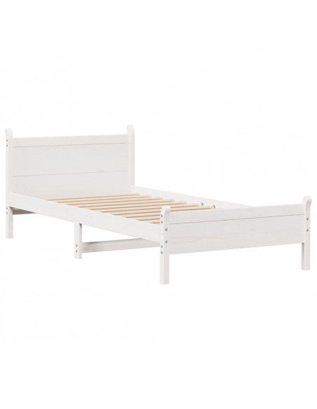 Letto senza Materasso Bianco 90x190 cm in Legno Massello Pino