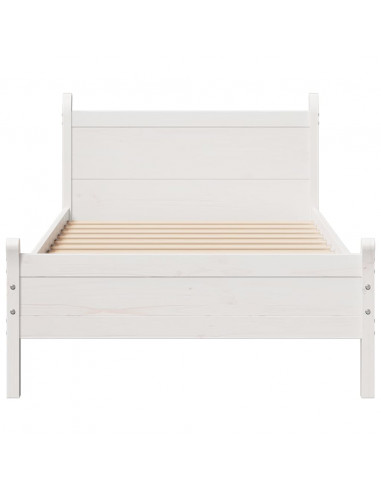 Letto senza Materasso Bianco 90x190 cm in Legno Massello Pino