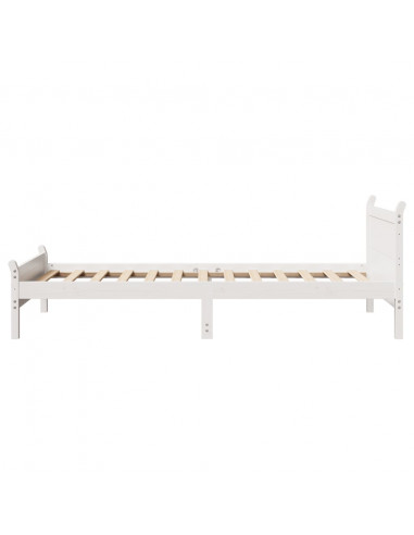 Letto senza Materasso Bianco 90x190 cm in Legno Massello Pino