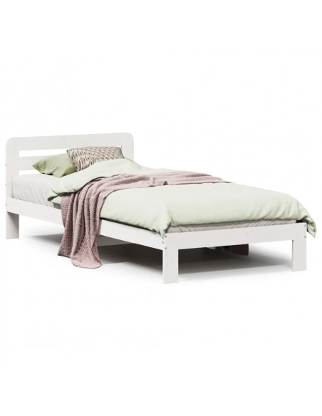 Letto senza Materasso Bianco 90x200 cm Legno Massello di Pino
