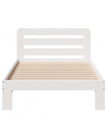 Letto senza Materasso Bianco 90x200 cm Legno Massello di Pino