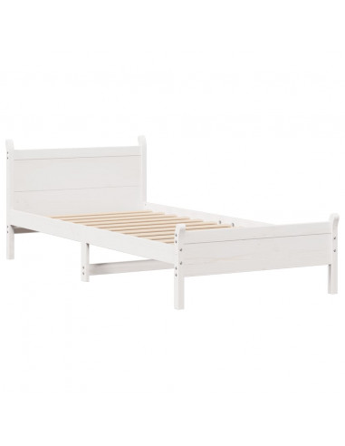 Letto senza Materasso Bianco 90x200 cm Legno Massello di Pino