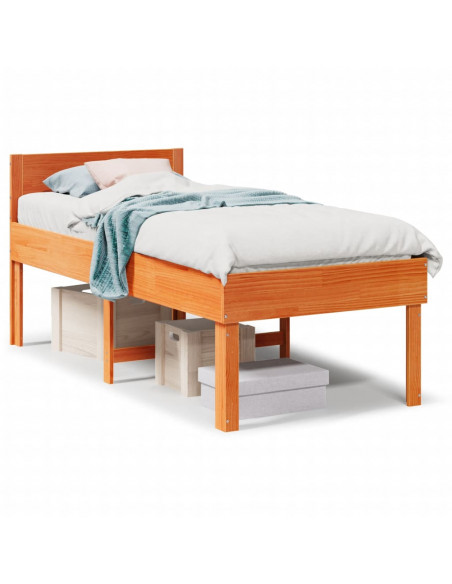 Letto senza Materasso Marrone Cera 90x200 cm Legno di Pino