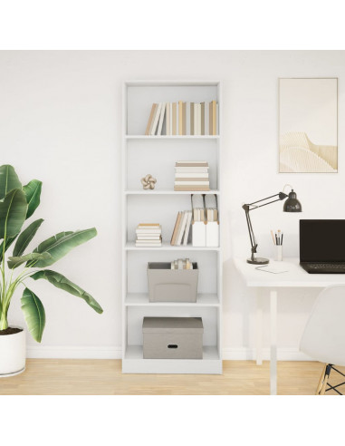 Libreria Bianca 60x24x176 cm in Legno Multistrato