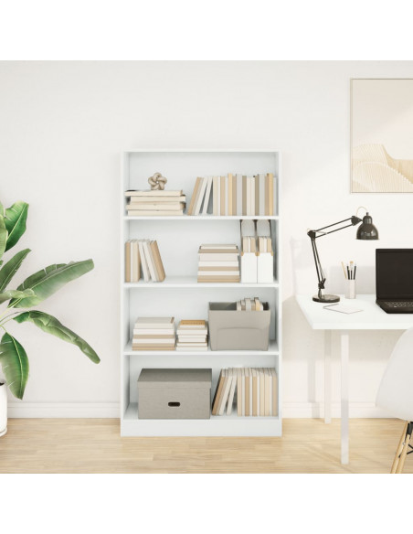 Libreria Bianca 80x24x143 cm in Legno Multistrato