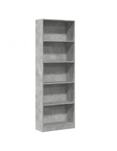 Libreria Grigio Cemento 60x24x176 cm in Legno Multistrato