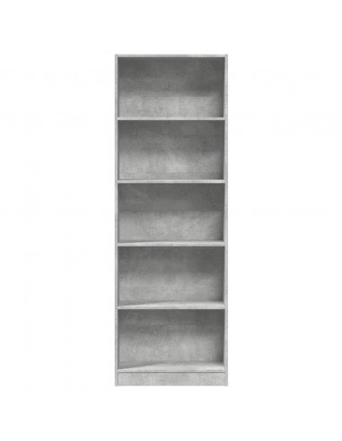 Libreria Grigio Cemento 60x24x176 cm in Legno Multistrato
