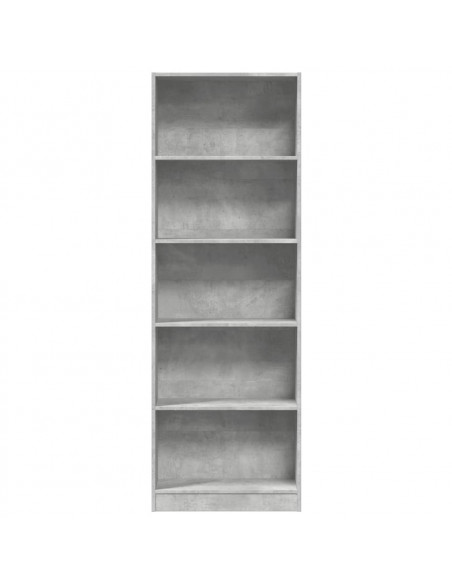 Libreria Grigio Cemento 60x24x176 cm in Legno Multistrato