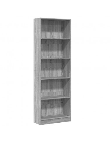 Libreria Grigio Sonoma 60x24x176 cm in Legno Multistrato