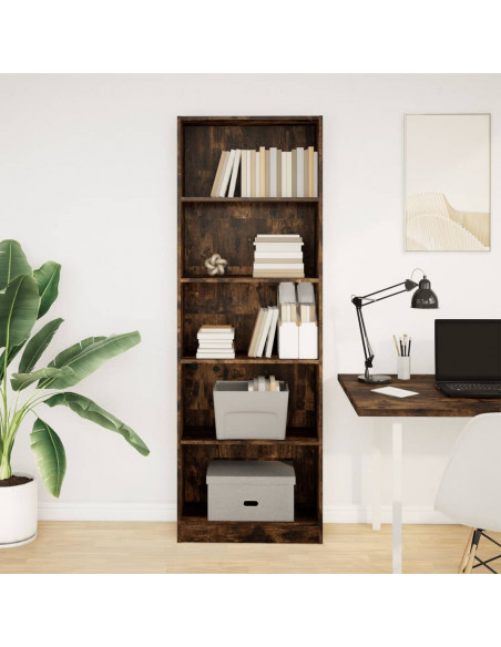 Libreria Rovere Fumo 60x24x176 cm in Legno Multistrato