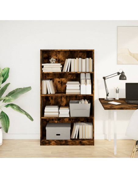 Libreria Rovere Fumo 80x24x143 cm in Legno Multistrato