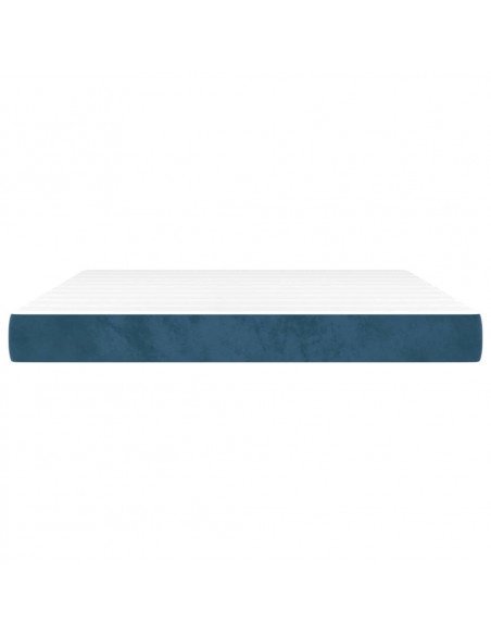 Materasso a Molle Insacchettate Rigidità Media Blu Scuro 160x220x20 cm in Velluto