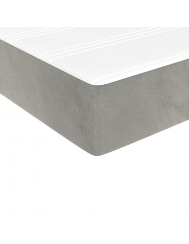 Materasso a Molle Grigio Chiaro 100x220x20 cm in Velluto