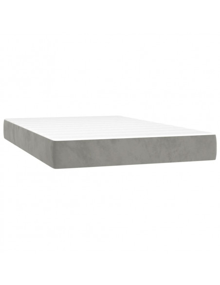 Materasso a Molle Grigio Chiaro 120x220x20 cm in Velluto