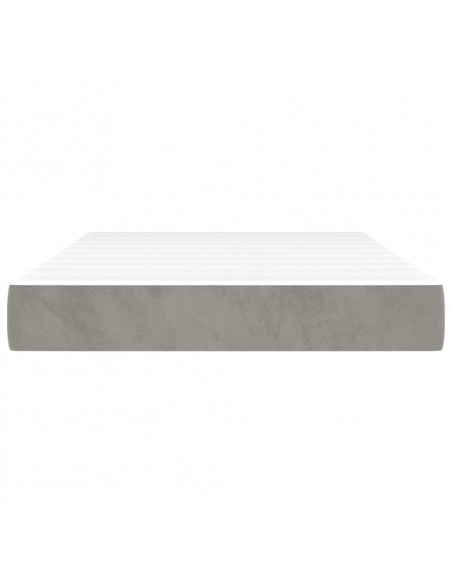 Materasso a Molle Grigio Chiaro 120x220x20 cm in Velluto