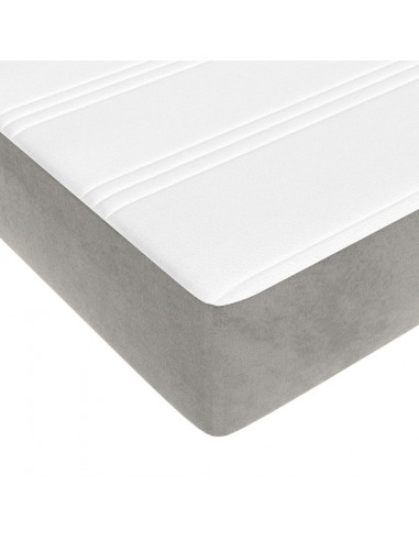 Materasso a Molle Grigio Chiaro 120x220x20 cm in Velluto