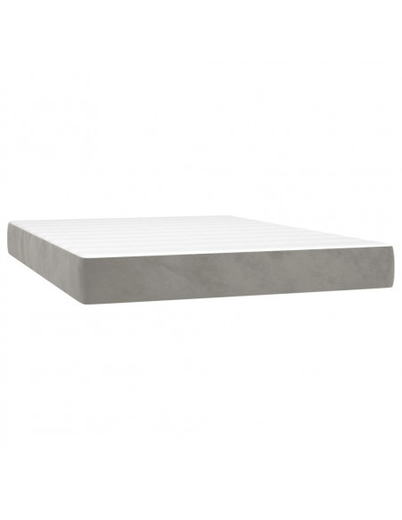 Materasso a Molle Grigio Chiaro 140x220x20 cm in Velluto