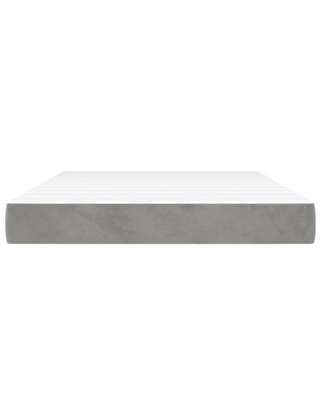 Materasso a Molle Grigio Chiaro 140x220x20 cm in Velluto