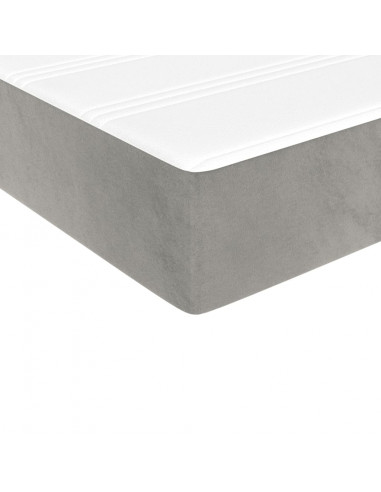 Materasso a Molle Grigio Chiaro 140x220x20 cm in Velluto