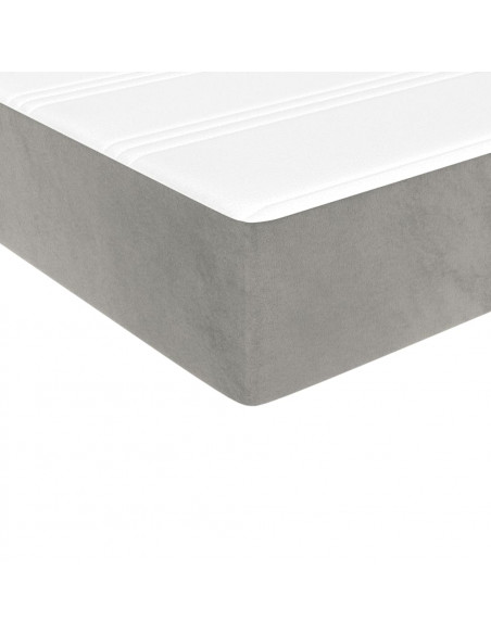Materasso a Molle Grigio Chiaro 140x220x20 cm in Velluto