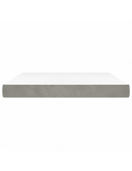 Materasso a Molle Grigio Chiaro 160x220x20 cm in Velluto